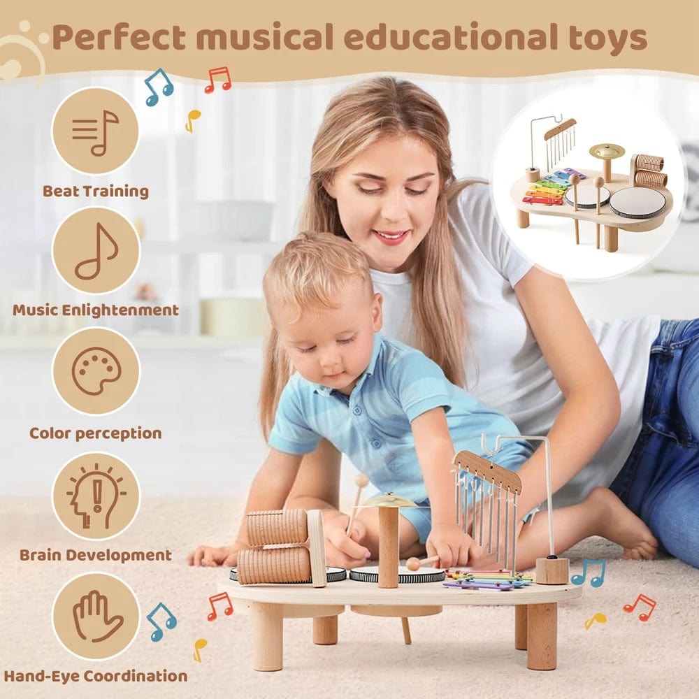Planet Gates 1 Baby Aeolian Bells Rattle Montessori Educational Toys Children Musical Toys Kids Drum kit Music Table Wooden Musical Instruments