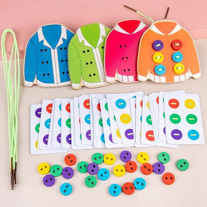 Planet Gates 1 bag 1 Bag Children Early Education Clothes Threading Button Game Life Skill Teaching Aids Sewing Button Training Kid Board Toy Diy