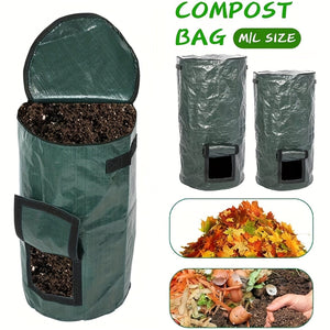 Planet Gates 1 Bag Outdoor Compost Box, Reusable Garbage Bag, Self-Made Nutrient Soil Compost Bag, Kitchen Waste Collection Bag, Two-Way Zipper With Fertilizer Port, 128.7 L