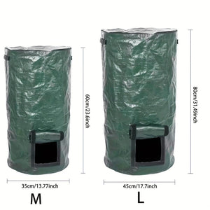 Planet Gates 1 Bag Outdoor Compost Box, Reusable Garbage Bag, Self-Made Nutrient Soil Compost Bag, Kitchen Waste Collection Bag, Two-Way Zipper With Fertilizer Port, 128.7 L