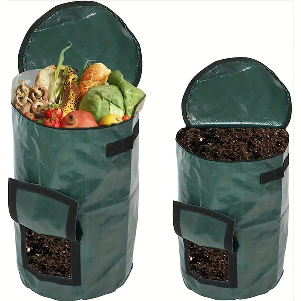Planet Gates 1 Bag Outdoor Compost Box, Reusable Garbage Bag, Self-Made Nutrient Soil Compost Bag, Kitchen Waste Collection Bag, Two-Way Zipper With Fertilizer Port, 128.7 L