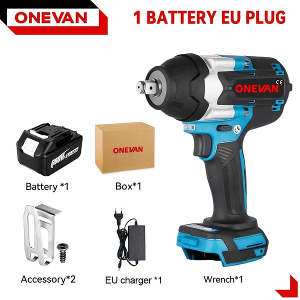 Planet Gates 1 Battery EU Plug / GERMANY / EU ONEVAN 1800N.M Torque Brushless Electric Impact Wrench Cordless Screwdrive Power Tool Lithium-Ion Battery For Makita 18V Battery