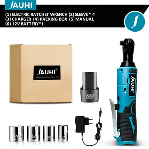 Planet Gates 1 Battery / Russian Federation JAUHI 12V Cordless Electric Wrench 3/8'' Right Angle Ratchet Wrench Angle Drill Screwdriver Removal Screw Nut Car Repair Tool