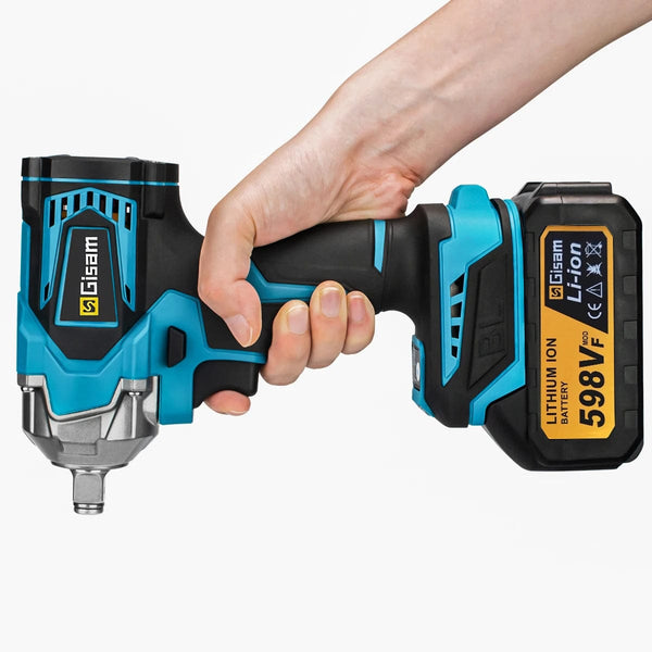 Planet Gates 1 Battery Type 1 / United States Gisam 1200N.M Torque Brushless Electric Impact Wrench 1/2 inch Cordless Wrench Screwdriver Power Tools For Makita 18V Battery