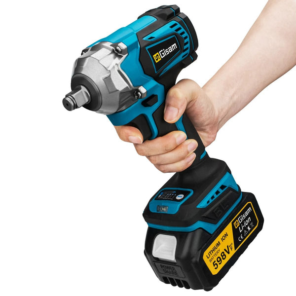Planet Gates 1 Battery Type 1 / United States Gisam 1200N.M Torque Brushless Electric Impact Wrench 1/2 inch Cordless Wrench Screwdriver Power Tools For Makita 18V Battery