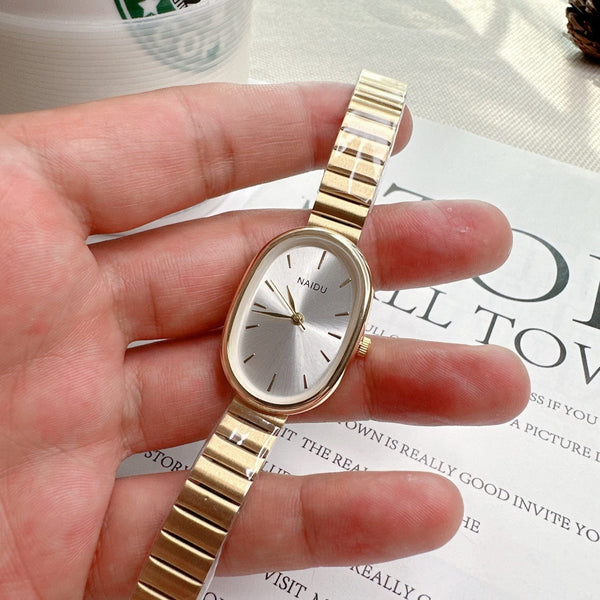 Planet Gates 1 Fashion Luxury Women Quartz Watch Stainless Steel Oval Small Dial Bamboo Strap Girl Student Wristwatch Dropshipping Relogio