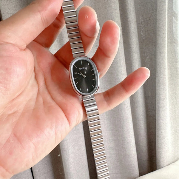 Planet Gates 1 Fashion Luxury Women Quartz Watch Stainless Steel Oval Small Dial Bamboo Strap Girl Student Wristwatch Dropshipping Relogio