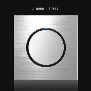 Planet Gates 1 gang 1way 86 type 1 2 3 4 gang 1 2 way Silver aluminum alloy panel Switch socket LED use round box Industry German EU French light socket