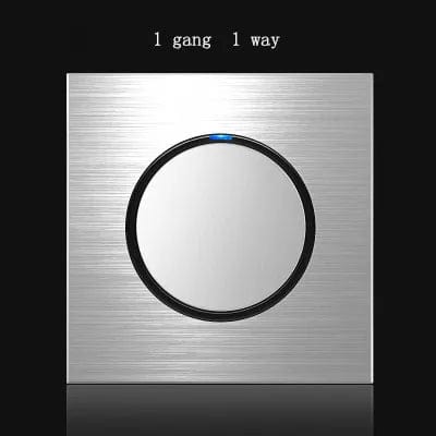 Planet Gates 1 gang 1way 86 type 1 2 3 4 gang 1 2 way Silver aluminum alloy panel Switch socket LED use round box Industry German EU French light socket