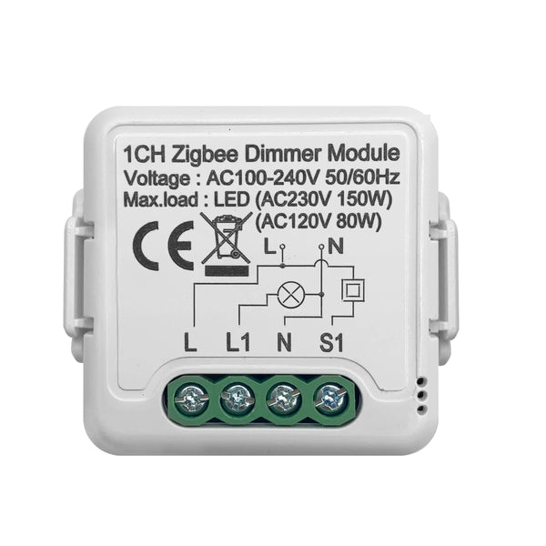 Planet Gates 1 Gang GIRIER Tuya ZigBee 3.0 Smart Dimmer Switch Module 10A, Supports 2 Way Control Dimmable Switch, Work with Alexa Alice Google Home