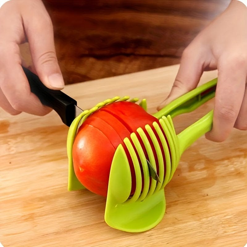 Planet Gates 1 Green Lemon Slicer 1pc, Slicer, Lemon, Tomato Slicer, Multifunctional Fruit Splitter, Tomato Slicer With Handle, Household Lemon Slicer, Kitchen Items, Kitchen Gadgets