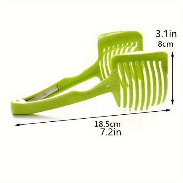Planet Gates 1 Green Lemon Slicer 1pc, Slicer, Lemon, Tomato Slicer, Multifunctional Fruit Splitter, Tomato Slicer With Handle, Household Lemon Slicer, Kitchen Items, Kitchen Gadgets