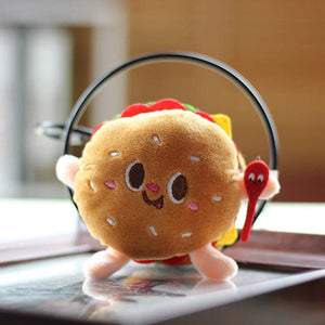 Planet Gates 1 Hamburg Hot Dog Fries Bread Drumsticks Plush Pendant Keychain Creative Cartoon Bag Decoration Car Key Accessories For Girl Gift