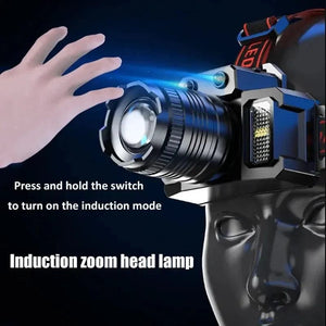 Planet Gates 1 LED Sensor Headlamp Camping Search Light Head Flashlight Rechargeable Powerful Head Lamp Front Lanterns Headlights 5 Styles