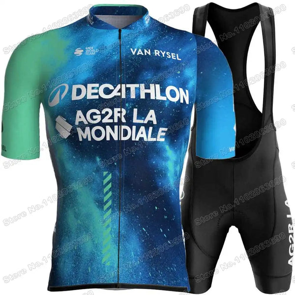 Planet Gates 1 / M 2024 AG2R Cycling Jersey Set Summer France Pro Team Cycling Clothing Men Road Bike Shirt Suit Bicycle Bib Shorts MTB Maillot