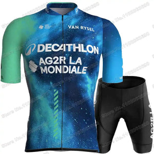 Planet Gates 1 / M 2024 AG2R Cycling Jersey Set Summer France Pro Team Cycling Clothing Men Road Bike Shirt Suit Bicycle Bib Shorts MTB Maillot