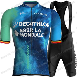 Planet Gates 1 / M 2024 AG2R Cycling Jersey Set Summer France Pro Team Cycling Clothing Men Road Bike Shirt Suit Bicycle Bib Shorts MTB Maillot