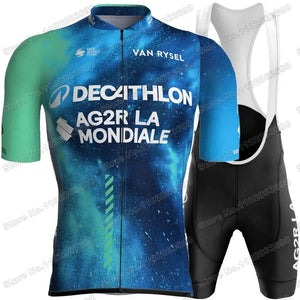 Planet Gates 1 / M 2024 AG2R Cycling Jersey Set Summer France Pro Team Cycling Clothing Men Road Bike Shirt Suit Bicycle Bib Shorts MTB Maillot
