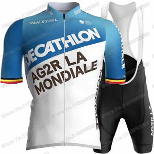 Planet Gates 1 / M 2024 AG2R Cycling Jersey Set Summer France Pro Team Cycling Clothing Men Road Bike Shirt Suit Bicycle Bib Shorts MTB Maillot