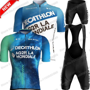 Planet Gates 1 / M 2024 AG2R Cycling Jersey Set Summer France Pro Team Cycling Clothing Men Road Bike Shirt Suit Bicycle Bib Shorts MTB Maillot