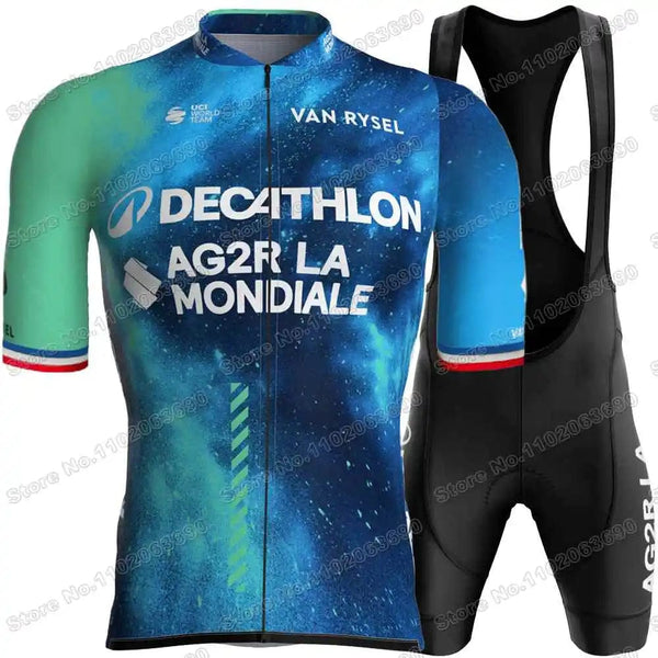 Planet Gates 1 / M 2024 AG2R Cycling Jersey Set Summer France Pro Team Cycling Clothing Men Road Bike Shirt Suit Bicycle Bib Shorts MTB Maillot
