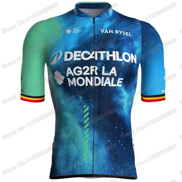 Planet Gates 1 / M 2024 AG2R Cycling Jersey Set Summer France Pro Team Cycling Clothing Men Road Bike Shirt Suit Bicycle Bib Shorts MTB Maillot