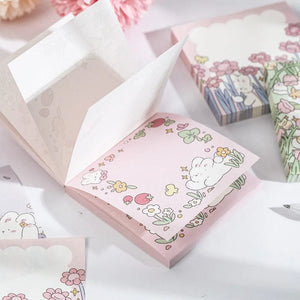 Planet Gates 1 Mr.Paper 100pcs/Bag Square Memo Pad Ins Fresh Artistic Flower Handbook Decoration Message-Leaving Note Stationery Supplies