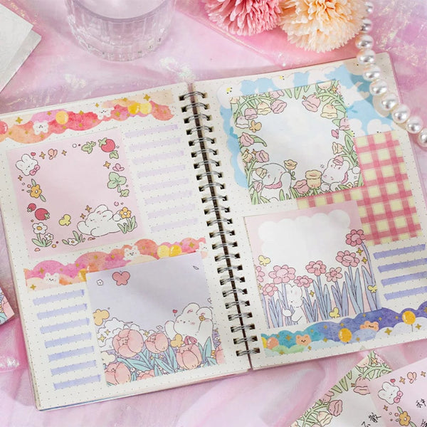 Planet Gates 1 Mr.Paper 100pcs/Bag Square Memo Pad Ins Fresh Artistic Flower Handbook Decoration Message-Leaving Note Stationery Supplies