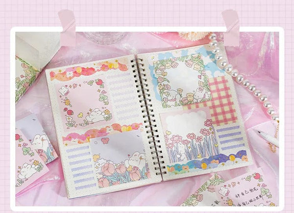 Planet Gates 1 Mr.Paper 100pcs/Bag Square Memo Pad Ins Fresh Artistic Flower Handbook Decoration Message-Leaving Note Stationery Supplies