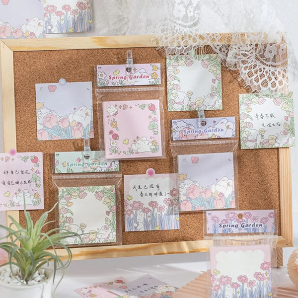 Planet Gates 1 Mr.Paper 100pcs/Bag Square Memo Pad Ins Fresh Artistic Flower Handbook Decoration Message-Leaving Note Stationery Supplies