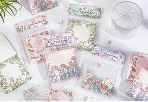Planet Gates 1 Mr.Paper 100pcs/Bag Square Memo Pad Ins Fresh Artistic Flower Handbook Decoration Message-Leaving Note Stationery Supplies