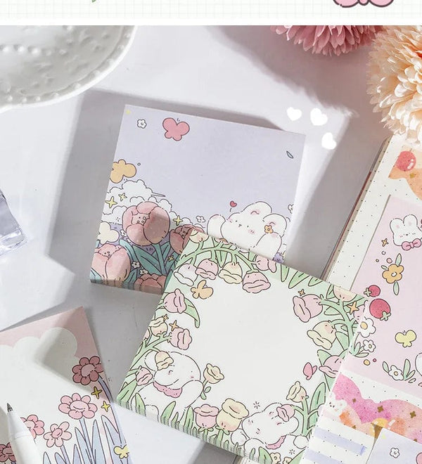 Planet Gates 1 Mr.Paper 100pcs/Bag Square Memo Pad Ins Fresh Artistic Flower Handbook Decoration Message-Leaving Note Stationery Supplies