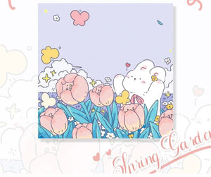 Planet Gates 1 Mr.Paper 100pcs/Bag Square Memo Pad Ins Fresh Artistic Flower Handbook Decoration Message-Leaving Note Stationery Supplies