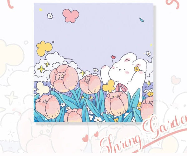 Planet Gates 1 Mr.Paper 100pcs/Bag Square Memo Pad Ins Fresh Artistic Flower Handbook Decoration Message-Leaving Note Stationery Supplies