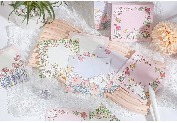 Planet Gates 1 Mr.Paper 100pcs/Bag Square Memo Pad Ins Fresh Artistic Flower Handbook Decoration Message-Leaving Note Stationery Supplies