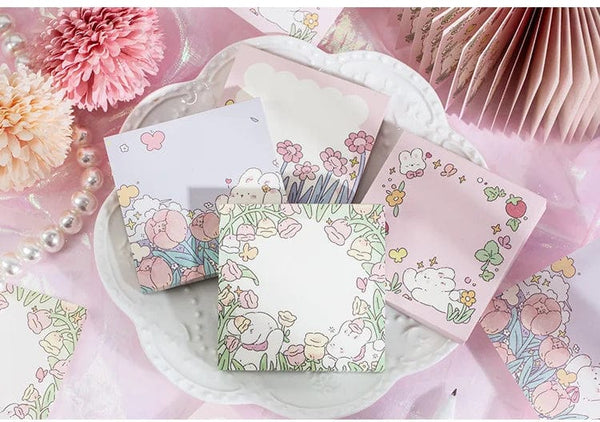 Planet Gates 1 Mr.Paper 100pcs/Bag Square Memo Pad Ins Fresh Artistic Flower Handbook Decoration Message-Leaving Note Stationery Supplies