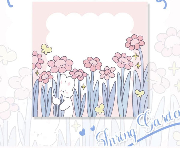 Planet Gates 1 Mr.Paper 100pcs/Bag Square Memo Pad Ins Fresh Artistic Flower Handbook Decoration Message-Leaving Note Stationery Supplies