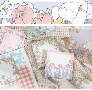 Planet Gates 1 Mr.Paper 100pcs/Bag Square Memo Pad Ins Fresh Artistic Flower Handbook Decoration Message-Leaving Note Stationery Supplies