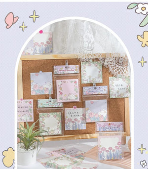 Planet Gates 1 Mr.Paper 100pcs/Bag Square Memo Pad Ins Fresh Artistic Flower Handbook Decoration Message-Leaving Note Stationery Supplies