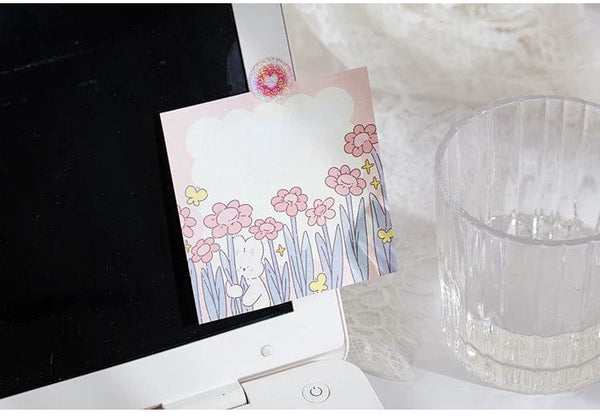 Planet Gates 1 Mr.Paper 100pcs/Bag Square Memo Pad Ins Fresh Artistic Flower Handbook Decoration Message-Leaving Note Stationery Supplies