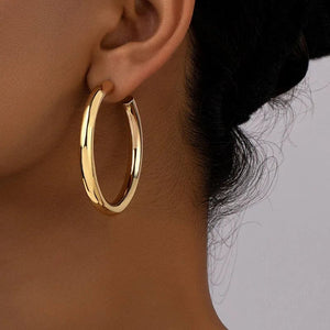 Planet Gates 1 New Hollow Thick Loop Large Circle Hoop Earrings Women Classic Gold Color Round Ring Piercing Earring Fashion Jewelry