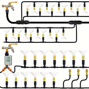 Planet Gates 1 Pack, 5M-30M Outdoor Misting Cooling System Garden Irrigation Watering 1/4'' Brass Atomizer Nozzles 4/7mm Hose For Patio Greenhouse