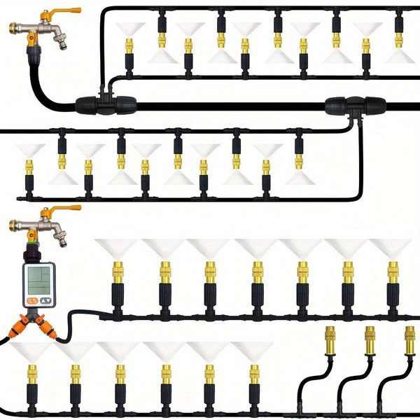 Planet Gates 1 Pack, 5M-30M Outdoor Misting Cooling System Garden Irrigation Watering 1/4'' Brass Atomizer Nozzles 4/7mm Hose For Patio Greenhouse