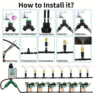 Planet Gates 1 Pack, 5M-30M Outdoor Misting Cooling System Garden Irrigation Watering 1/4'' Brass Atomizer Nozzles 4/7mm Hose For Patio Greenhouse