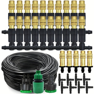 Planet Gates 1 Pack, 5M-30M Outdoor Misting Cooling System Garden Irrigation Watering 1/4'' Brass Atomizer Nozzles 4/7mm Hose For Patio Greenhouse