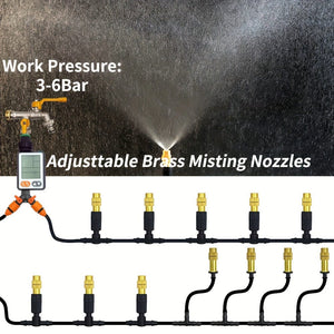 Planet Gates 1 Pack, 5M-30M Outdoor Misting Cooling System Garden Irrigation Watering 1/4'' Brass Atomizer Nozzles 4/7mm Hose For Patio Greenhouse