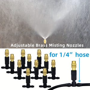 Planet Gates 1 Pack, 5M-30M Outdoor Misting Cooling System Garden Irrigation Watering 1/4'' Brass Atomizer Nozzles 4/7mm Hose For Patio Greenhouse