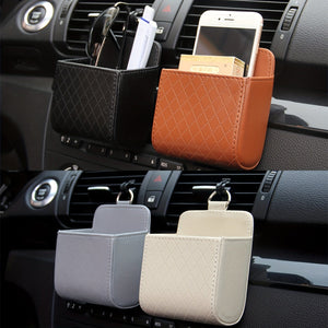 Planet Gates 1 Pack Air Vent Storage Bag, Car Accessories Car Leather Multi-functional Storage Box Air Vent Phone Holder Organizer Bag