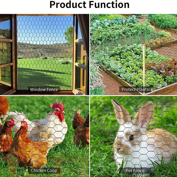 Planet Gates 1 Pack, Chicken Wire Poultry Wire Netting Hexagonal Galvanized Mesh Garden Fence Barrier For Pet Rabbit Chicken Fencing (PVC-Coated)
