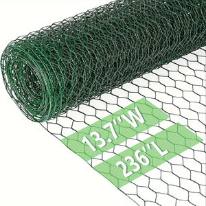 Planet Gates 1 Pack, Chicken Wire Poultry Wire Netting Hexagonal Galvanized Mesh Garden Fence Barrier For Pet Rabbit Chicken Fencing (PVC-Coated)